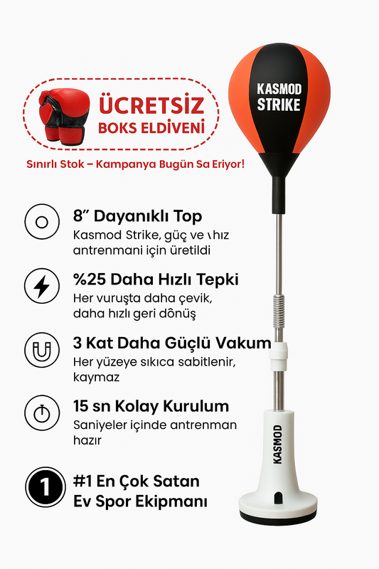 Kasmod Strike – Yaylı Boks Refleks Topu | Evde Hız, Güç ve Kondisyon Antrenmanı